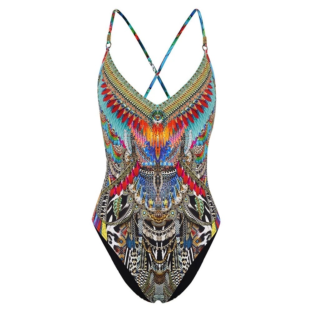 NWOT Camilla V Neck One Piece With Ring Trims Guardians of the Sun S